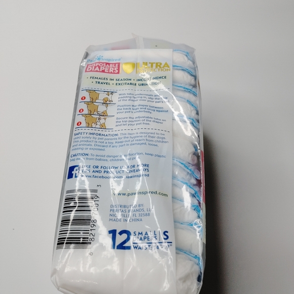 12ct Paw Inspired Disposable Dog Diapers for Female Dogs in Heat & Incontinence - Picture 2 of 8